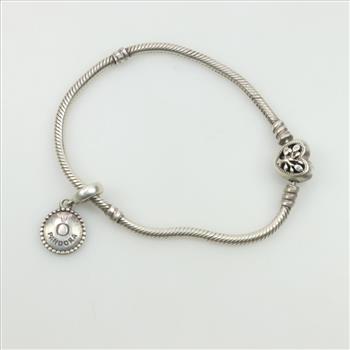 Pandora Sterling Silver Family Tree Heart Clasp Bracelet With Charm, 2 Pieces
