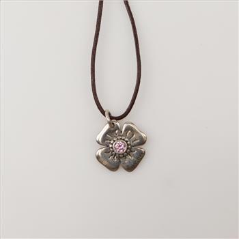 Pandora Sterling Silver Flower Pink Stone Bracelet