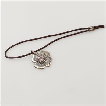 Pandora Sterling Silver Flower Pink Stone Bracelet