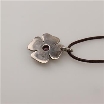 Pandora Sterling Silver Flower Pink Stone Bracelet