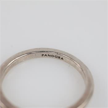 Pandora Sterling Silver Freshwater Cultured Pearl Clear Stone Accent Ring