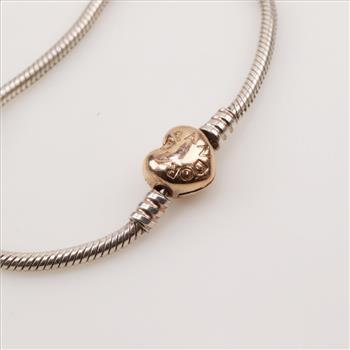 Pandora Sterling Silver GP Moments Heart Clasp Bracelet