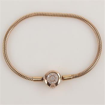 Pandora Sterling Silver GP Sparkling Crown Snake Chain Bracelet