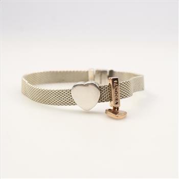 Pandora Sterling Silver Heart Charm Bracelet