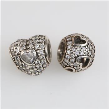 Pandora Sterling Silver Heart Charms, 2 Pieces