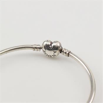 Pandora Sterling Silver Heart Clasp Bangle Bracelet