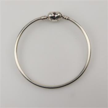 Pandora Sterling Silver Heart Clasp Bangle Bracelet