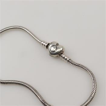 Pandora Sterling Silver Heart Clasp Charm Bracelet