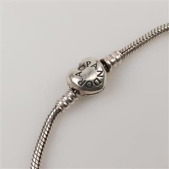 Pandora Sterling Silver Heart Clasp Charm Bracelet