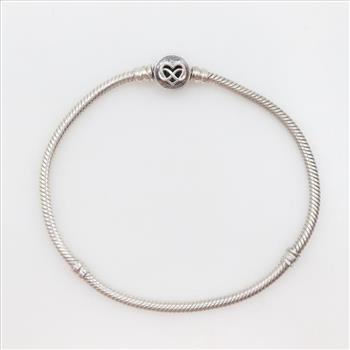 Pandora Sterling Silver Heart Infinity Snake Chain Bracelet