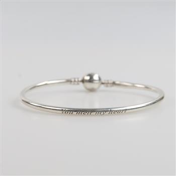 Pandora Sterling Silver Heart Of Winter Bangle Bracelet