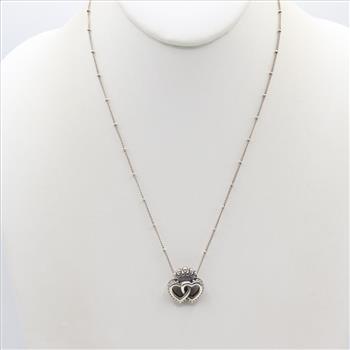 Pandora Sterling Silver Interlocked Crown Hearts Necklace