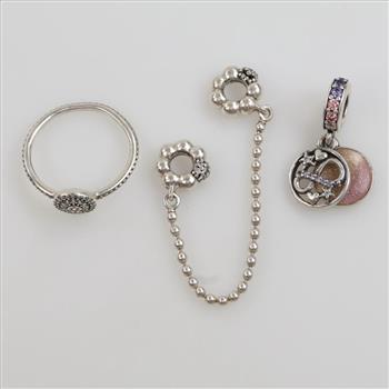 Pandora Sterling Silver Jewelry, 3 Pieces