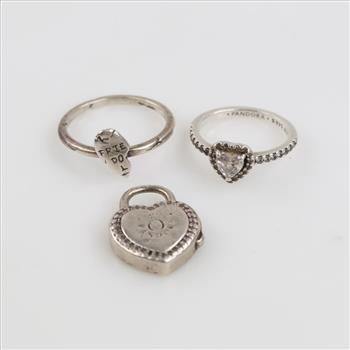 Pandora Sterling Silver Jewelry, 3 Pieces