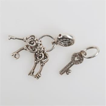 Pandora Sterling Silver Key Charms, 2 Pieces