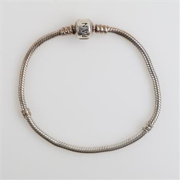 Pandora Sterling Silver Moments Barrel Clasp Snake Chain Bracelet
