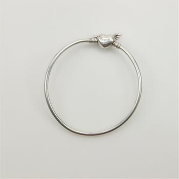 Pandora Sterling Silver Moments Collection Winged Heart Clasp Bangle Bracelet