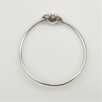 Pandora Sterling Silver Moments Collection Winged Heart Clasp Bangle Bracelet