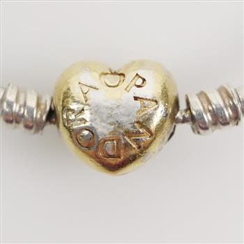 Pandora Sterling Silver Moments Heart Clasp Bangle