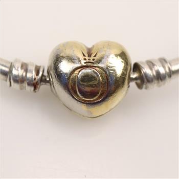 Pandora Sterling Silver Moments Heart Clasp Bangle