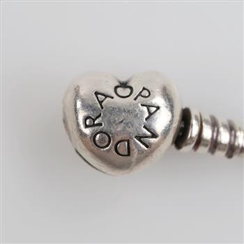 Pandora Sterling Silver Moments Heart & Snake Chain Bracelet