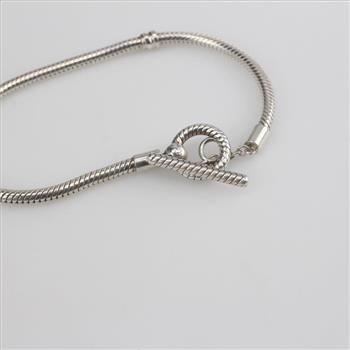 Pandora Sterling Silver Moments T- Bar Snake Chain Bracelet