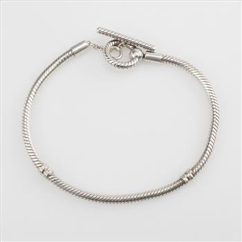 Pandora Sterling Silver Moments T- Bar Snake Chain Bracelet