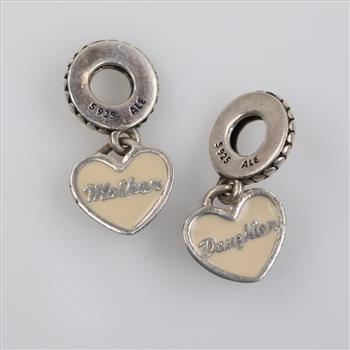 Pandora Sterling Silver Mother & Daughter Hearts Dangle Charms, 2 Charms