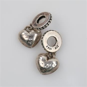 Pandora Sterling Silver Mother & Daughter Hearts Dangle Charms, 2 Charms