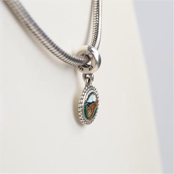 Pandora Sterling Silver Necklace With Charm, 2 Pieces
