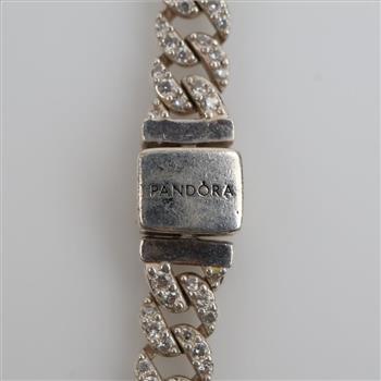 Pandora Sterling Silver Pave Cuban Chain Bracelet