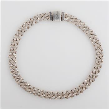 Pandora Sterling Silver Pave Cuban Chain Bracelet | Property Room