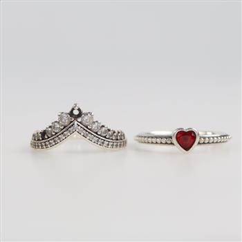 Pandora Sterling Silver Rings, 2 Pieces