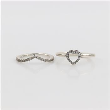 Pandora Sterling Silver Rings, 2 Pieces