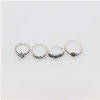 Pandora Sterling Silver Rings, 4 Pieces