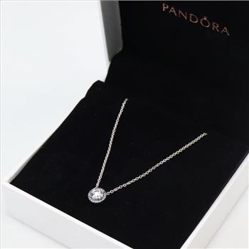 Pandora Sterling Silver Round Sparkle Halo Necklace