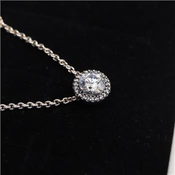 Pandora Sterling Silver Round Sparkle Halo Necklace