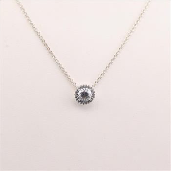 Pandora Sterling Silver Round Sparkle Halo Necklace