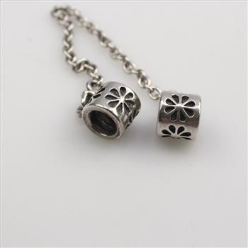 Pandora Sterling Silver Safety Chain Clip Daisy Charm