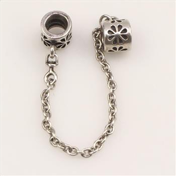 Pandora Sterling Silver Safety Chain Clip Daisy Charm