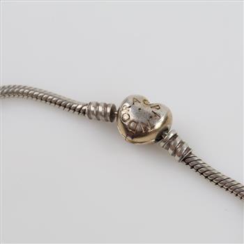 Pandora Sterling Silver Snake Chain Heart Clasp Bracelet
