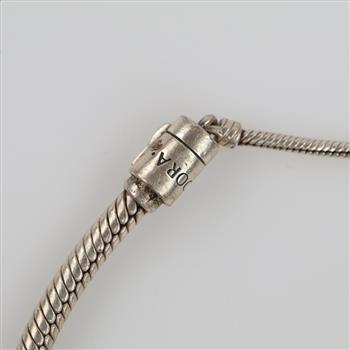 Pandora Sterling Silver Snake Chain Slider Charm Bracelet