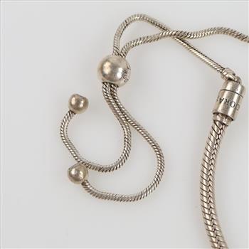 Pandora Sterling Silver Snake Chain Slider Charm Bracelet