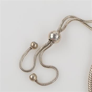 Pandora Sterling Silver Snake Chain Slider Charm Bracelet