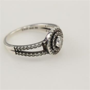 Pandora Sterling Silver Sparkling Double Halo Clear Stone Ring