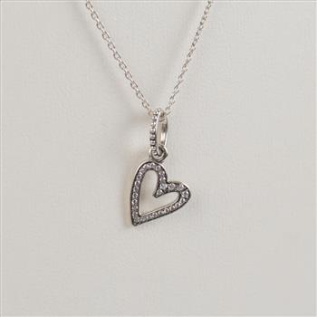 Pandora Sterling Silver Sparkling Freehand Heart Necklace