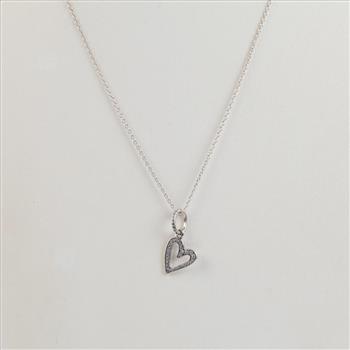 Pandora Sterling Silver Sparkling Freehand Heart Necklace