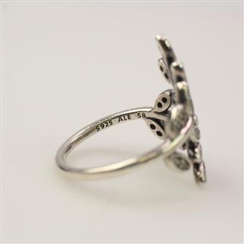 Pandora Sterling Silver Sparkling Leaves Ring