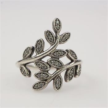 Pandora Sterling Silver Sparkling Leaves Ring