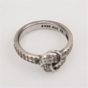 Pandora Sterling Silver Sparkling Love Knot Clear Stone Ring